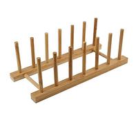 Hsthe Sea Estante para platos de madera de bambú, escurridor de platos de bambú, 6 platos/soportes para placas, soporte para tapa de olla, para cuencos, tazas, tabla de cortar y más