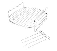 Hsthe Sea Freidora de Aire, Estante de Doble Capa, Accesorios Multiusos para freidora de Aire con 4 Pinchos, sartén para Parrilla Airfryer de Acero Inoxidable de 7 Pulgadas