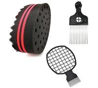 Hsthe Sea Hair Brush Sponge, Twist Hair Comb for Men Comb with Set of 3 Handle Wave Barber Tool para peinados africanos Rizado DIY Hair Coil Pick Combs para hombres