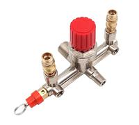 Hsthe Sea Interruptor de presión de compresor de aire, tubo de salida doble, aleación, interruptor de compresor de aire, válvula de control de presión, pieza de ajuste con soporte