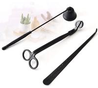 Hsthe Sea Juego de 4 Piezas de Accesorios para Herramientas de Velas, cortadores de Mecha y cucharón para Mecha de Vela y Bandeja de Almacenamiento para Mecha (Negro)