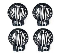 Hsthe Sea - Juego de 4 protectores negros para bajantes, contraventana de canalón de techo, colador de canalón de hojas, protección de tubería de lluvia, diámetro 4.9 in, polipropileno