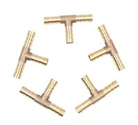 Hsthe Sea - Juego de 5 accesorios de manguera de latón (8 mm u 8/25", 3 vías en forma de T, conexión para manguera de aire de combustible, conector en T