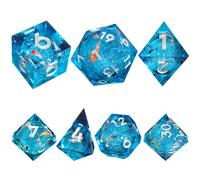 Hsthe Sea Juego de Dados DND de Resina, Dados DND de pez koi con núcleo líquido poliédrico con Caja, Dados para Juegos de rol D y D