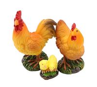 Hsthe Sea Juego de Joyas de Pollo en Miniatura 3 Piezas Gallo Gallina Pollito Adornos de Resina de Micro Paisaje Adornos de Pollo de Paisaje en Miniatura para decoración de Micro Paisaje de Resina