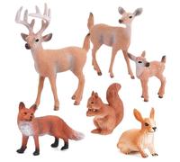 Hsthe Sea Juego De Miniaturas De Figuras De Animales De Bosque Realistas De Plástico De 6 Piezas para Adorno De Pastel, Regalo De Cumpleaños Educativo De Animales del Bosque para Niños Y Niñas
