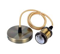 Hsthe Sea Lámpara de suspensión con anillo roscado, Portalámparas E27 con cable de enchufe Portalámparas retro vintage de aluminio, Lámpara colgante con portalámparas E27, Cable 100 cm, Bronce