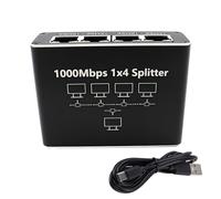 Hsthe Sea LAN Splitter 1000Mbps Splitter RJ45 with USB Power Cord LAN Splitter, Suitable For Routers, Set-Top Boxes, Computers, Digital TVs, Etc. (LAN 1 To 4)