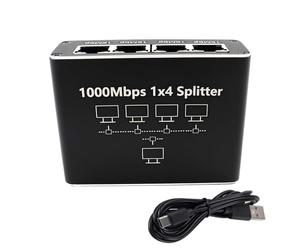 Hsthe Sea LAN Splitter 1000Mbps Splitter RJ45 with USB Power Cord LAN Splitter, Suitable For Routers, Set-Top Boxes, Computers, Digital TVs, Etc. (LAN 1 To 4)