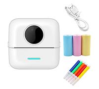 Hsthe Sea Mini Impresora portátil para Smartphone Impresora térmica inalámbrica Impresora fotográfica con 5 Rollos de Papel y 5 bolígrafos de Colores para impresión de código QR de Notas de Imagen