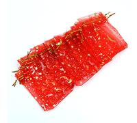 Hsthe Sea Paquete de 100 bolsas de organza de Navidad, estrellas de la luna, bolsas de organza con cordón para joyas, para invierno, bodas, fiestas de Navidad, color rojo