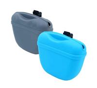 Hsthe Sea Paquete de 2 bolsas de comida para perros con cierre magnético de clip de silicona para uso en exteriores, color azul y gris