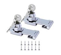 Hsthe Sea Paquete de 2 cerrojos para cerradura de puerta, cerrojo de metal para puerta, hebilla de cerradura, cerradura de puerta vintage, cerradura para el hogar con candado y llave, plateado