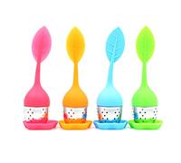 Hsthe Sea Paquete de 4 infusores de té, acero inoxidable y silicona, en forma de huevo, verde/azul/naranja/rojo