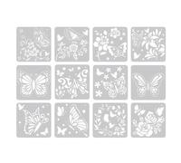 Hsthe Sea Plantillas de Pintura de Mariposa Reutilizables, 12 Piezas, Plantillas de Dibujo de plástico para Manualidades DIY, Plantillas de Pintura artística para decoración del hogar