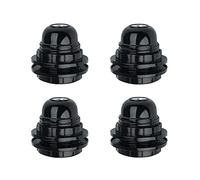 Hsthe Sea - Portalámparas Vintage E27 de 4 piezas, Negro, Aluminio, Montaje en Pared, 250V, 4A, Resistente al Calor hasta 180°C, Certificación CE