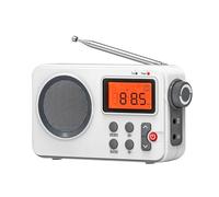 Hsthe Sea Radio multifunción: Receptor Mundial Am FM a batería con Pantalla Grande, función de temporización, Reloj Despertador, Fuente de alimentación USB y Radio a transistores en Color Blanco