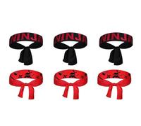 HstiaLving 6-Pack de pañuelos Ninja para niños, FF2-7 Rojo & FF2-8 Negro, diseño de Espada, Accesorios para Fiestas de Karate, cumpleaños, Cosplay, carnavales y Halloween, Regalos para niños y niñas