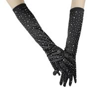 HSTWODE 1 guantes largos para fiesta de té, accesorios para mujer, purpurina, accesorios de fiesta, accesorios de disfraces, longitud del codo, novia de ópera, carnaval, Halloween, fiesta, Negro , 55