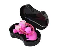 HSTWODE 1 par de tapones de silicona con 1 pinza para la nariz, tapones para los oídos, tapones para los oídos para evitar que el agua entre en las orejas y la nariz al nadar (rosa, talla única)