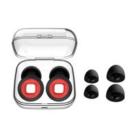 HSTWODE 1 par de tapones de silicona con tapa de silicona de repuesto, tapones para dormir, tapones para nadar, filtrar eficazmente el ruido ambiental (negro con rojo, talla única)