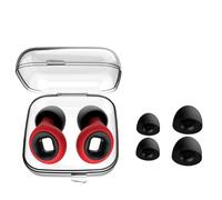 HSTWODE 1 par de tapones de silicona con tapa de silicona de repuesto, tapones para dormir, tapones para nadar, filtrar eficazmente el ruido ambiental (rojo con negro, talla única)