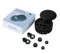 HSTWODE 1 par de tapones de silicona y esponjas de repuesto para dormir, color oropax, para el día a día en viajes, para dormir o estudiar (negro y verde, S M L)