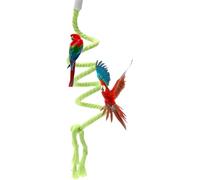 HSTWODE 1 percha de cuerda para pájaros extralarga, juguete para columpio de cuerda en espiral, jaula de pájaros, accesorios, juguete de escalada para loros, periquito (verde, 1 metro)