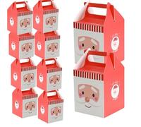HSTWODE 12 cajas plegables, caja de regalo pequeña, caja de regalo, cajas de regalo de Navidad, para galletas, caramelos y bombones (Papá Noel)