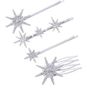 HSTWODE 4 horquillas de cristal para el pelo con purpurina, pasadores Bobbi, accesorios de metal para el cabello para mujeres, fiestas, bodas, uso diario (juego de 4 piezas plateadas)