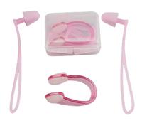 HSTWODE 4 pares de tapones de silicona con pinza para la nariz, tapones para los oídos, tapones para los oídos para evitar que el agua entre en las orejas y la nariz al nadar (rosa, talla única)