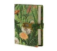 HSTWODE B6 Cuaderno encuadernado en tela con cerradura de combinación, diseño bordado, diario de contraseñas con hojas de inserción gruesas, diario seguro para escuela, oficina y viajes (2#)
