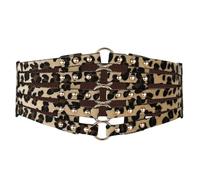 HSTWODE Corsé con cordones para mujer, cinturón ancho corsé elástico, cintura elástica con remaches anchos, cinturón de cadera vintage, estampado leopardo, Talla única