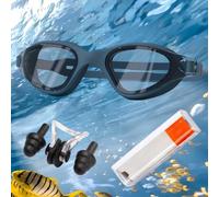 HSTWODE Gafas de natación con fuerza visual para mujer y hombre, dioptrías: de -0 a -6,0, antivaho, protección UV, muy adaptable, piezas de repuesto para puente nasal y tapones para los oídos (azul