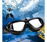 HSTWODE Gafas de natación ópticas con intensidad visual, dioptrías: -1,5 hasta -9,0, negro y rosa, antivaho, protección UV, ajuste perfecto, incluye caja estable (-1,5)