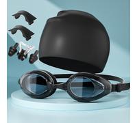 HSTWODE Gafas de natación ópticas modelo 2026 con dioptrías de prescripción: de -0 a -8,0 antiniebla UV, gorro de baño, tapones para los oídos, pinza nasal, repuesto del puente nasal, Sturdy Box