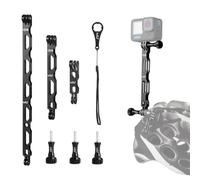 HSU 3-en-1 Brazos de Extensión para GoPro, Aluminio Soporte de Casco para Hero 13/12/11/10/9/8/7/6/5/4/3 y Otras cámaras de acción (30cm/16,5cm/8,5cm)