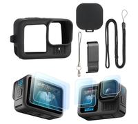 HSU Funda Protectora de Goma de Silicona para GoPro Hero 13, Cubierta Lateral de Batería, Protectores de Pantalla, Tapas de Lente y Cordón para para Hero 13