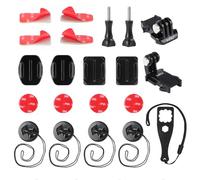 HSU Kit de accesorios para Go Pro, clips de hebilla de liberación rápida, soportes adhesivos curvados planos, correas de seguridad para la mayoría de cámaras de acción