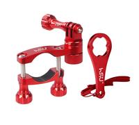 HSU Manillares de aluminio de 1,5 a 1,2 pulgadas, rotación de 360 °, soporte para poste de esquí para GoPro Hero 9/Hero 8/7/6 negro/HERO5 Black4,3,2, HD DJI Osmo cámara de acción (rojo)