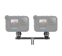 HSU Soporte Doble Aluminio para GoPro, Adaptador Más Largo para GoPro con Accesorio Multimedia o Carcasa Impermeable, Soporte Zapata Fría para Cámara Acción