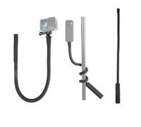HSU Soporte flexible de cola de mono para cámaras de acción de 60 cm | Poste de cuello de cisne de silicona y aluminio con adaptador de cámara de acción de plástico, soporte ajustable para trípode