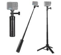 HSU Trípode de palo selfie de 25"/64 cm para Go Pro, portátil SelfieStick compatible con Osmo Action e Insta 360, Action Cam 2 en 1 Mini Handle Soporte/Accesorios para Viajes