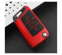HSUF Coche Pegatinas Funda Protectora de Fibra de Carbono para Llave de Coche, para Seat para Ateca para Leon para FR 2 para Ibiza(Rojo)