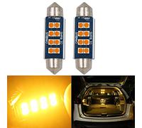HSUN 42MM Festoon C5W LED Bulbo,6411 569 578 212-2 2112 2122 214-2 12V-14V 8LED SMD3030 Chip Canbus Error Free Para Luz de Mapa de Cúpula Interior y Más, 2 Paquetes, ámbar/Naranja