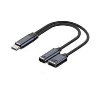 Hsupez Divisor USB C 2 en 1, tipo C a OTG y cable de carga, carga rápida PD 100 W, adaptador de teléfono USB C OTG, velocidad de transferencia de puerto A 480 Mbps, aplicable para teléfonos móviles