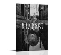 HSUREWTRK Mindset Is Everything - Póster estético para pared, lienzo decorativo, pintura vintage, para sala de estar, dormitorio, decoración de habitación, 50 x 75 cm, estilo marco