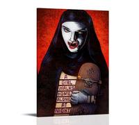HSUREWTRK Póster estético de pared con texto en inglés "A Girl Walks Home Alone at Night" (60 x 90 cm), estilo marco
