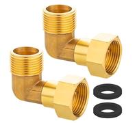 HSUYUN Ángulo de Latón 90°, 2 Piezas Codo 90° Latóns, 3/4 Pulgada Codo Laton Roscado, DN20 Codos Latón 90, con Junta de Silicona, para Instalaciones de Agua e Instalaciones de Calefacción