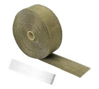 HSUYUN Cinta Anticalorica Escape, 50 mm x 10 m Cinta de Protección Térmica, Color Titanio Banda Aislante para Colectores de Auto, con Bridas Metálicas, para Sujetar Protectores Térmicos de Automóviles